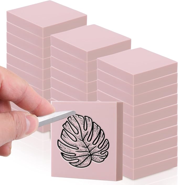 30 Pcs 2" X 2" Rubber Carving Blocks Linoleum Blocks by Unknown