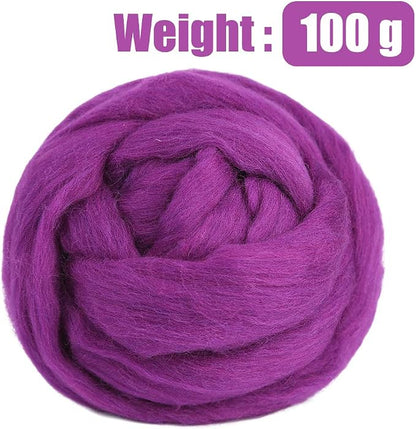 3.53oz Wool Roving Yarn, Fiber Roving Wool Top, Needle Felting Supplies - Image 2