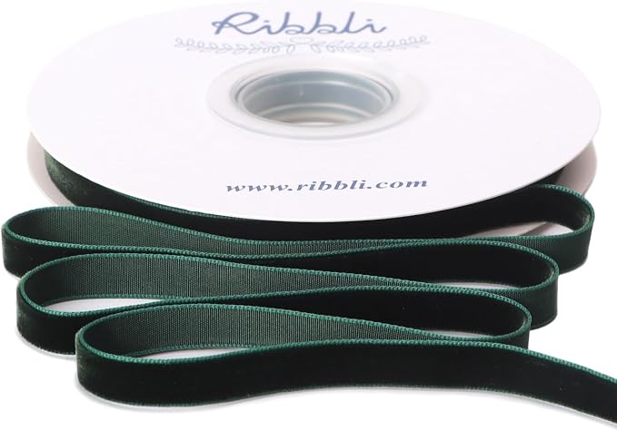 Ribbli Dark Green Velvet Ribbon 3/8 Inches Continuous10 Yard Spool Red by Ribbli