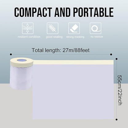Lichamp Plastic Cover for Painting, Pre-Taped Masking Film, 22 inch x 30 Yard x - Image 2