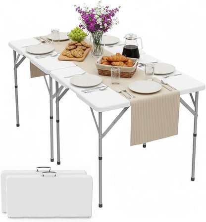 HLPB 34'' Square Folding Card Table 2 Pcs, Fold-in-Half Portable Dining Table - Image 3