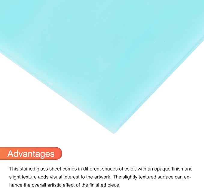 MECCANIXITY 2 Pcs Stained Glass Sheet Mosaic Tile 7.9 Inch x 5.9 Inch Sky Blue - Image 4