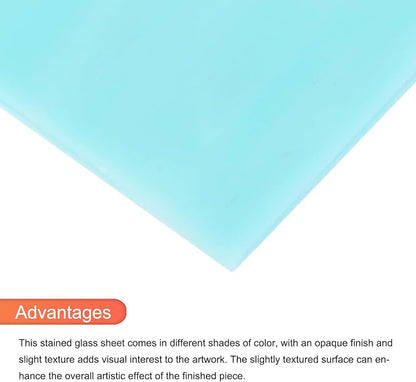 MECCANIXITY 2 Pcs Stained Glass Sheet Mosaic Tile 7.9 Inch x 5.9 Inch Sky Blue - Image 4