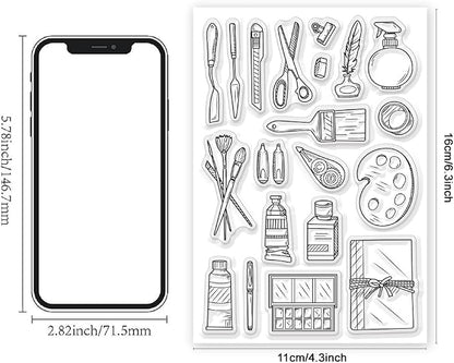 Painting Tools Clear Stamp for Scrapbooking Paint Brush Silicone Clear Stamp - Image 2