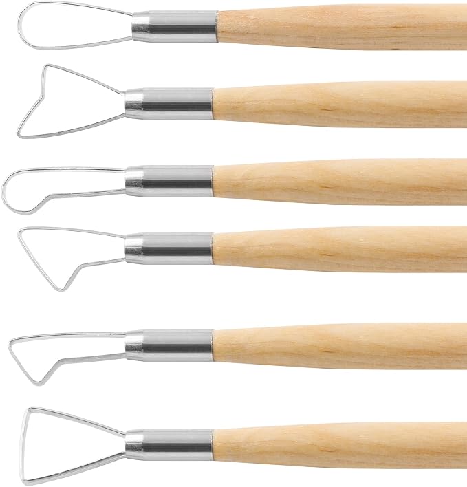 Suiwotin 6pcs Double-Sided Clay Sculpting Tools, Wooden Handle Ribbon Clay Tools - Image 3