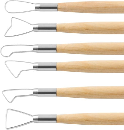 Suiwotin 6pcs Double-Sided Clay Sculpting Tools, Wooden Handle Ribbon Clay Tools - Image 3