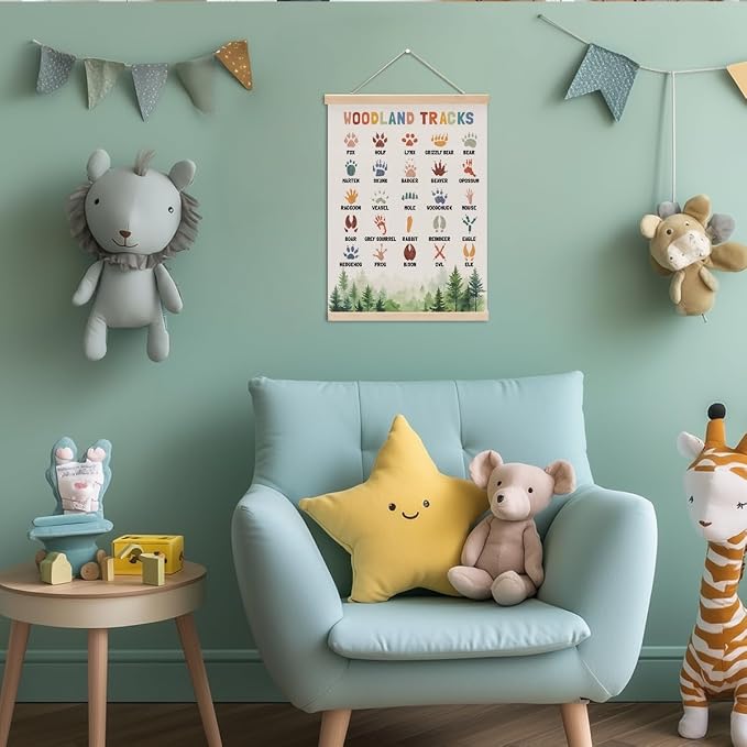 Boho Animal Woodland Tracks Poster Hanger, Forest Jungle Animals Nursery Decor - Image 4