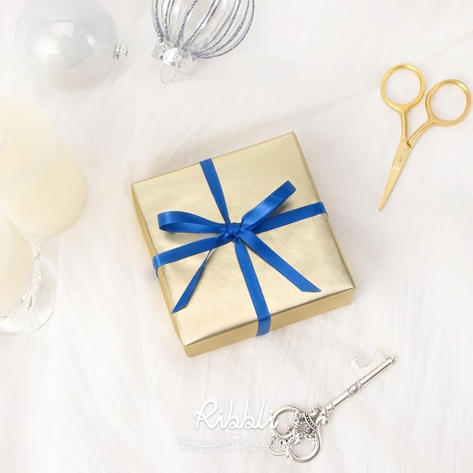 Ribbli Royal Blue Satin Ribbon Double Faced Satin 1/4 Inch x Continuous 100 - Image 2