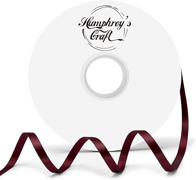 Humphrey's Craft 1/4 Inch Burgundy/Maroon Double Faced Satin Ribbon by HumphreysCraft