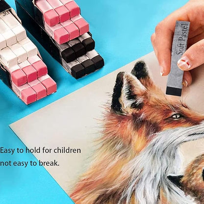 6pcs Square Black Soft Pastel Set, Professional Artist's Sketching Chalk - Image 4