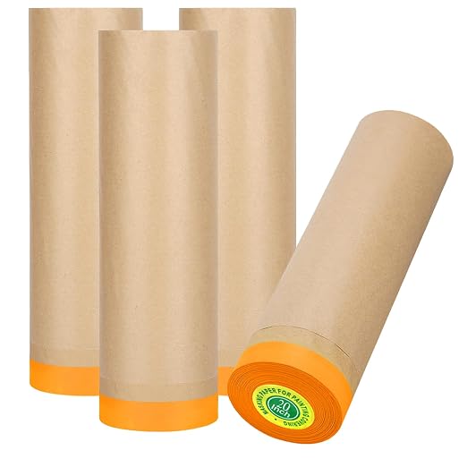Pre-Taped Masking Paper for Painting, 20 Inch x 50 Feet Tape and Drape Painters by xianshengle