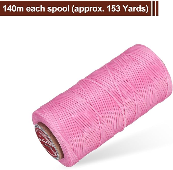 uxcell Flat Leather Sewing Waxed Thread, 140m / 153 Yards Polyester Wax String - Image 3