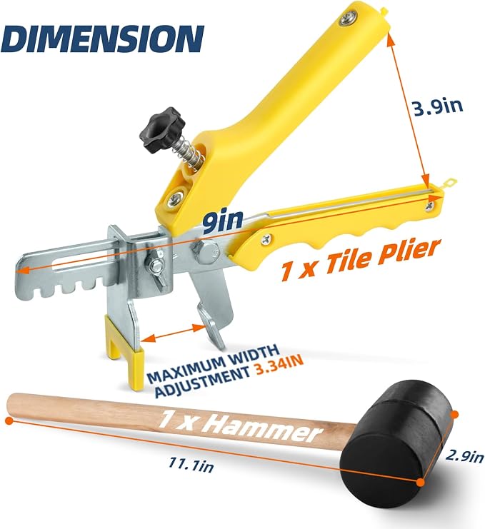 Tile Leveling System with Plier and Rubber Mallet, Leveler Tool Set - Image 3