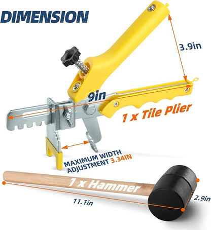 Tile Leveling System with Plier and Rubber Mallet, Leveler Tool Set - Image 3