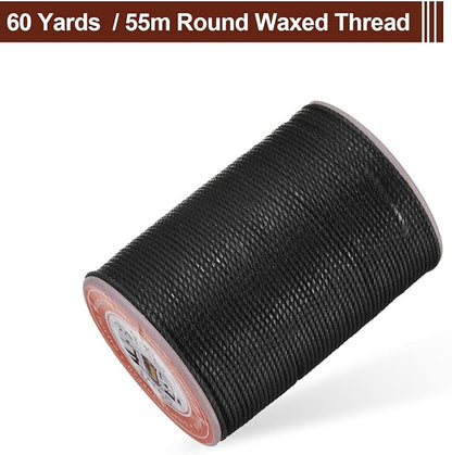 uxcell Round Leather Sewing Waxed Thread, 55m / 60 Yards Wax Polyester String - Image 3