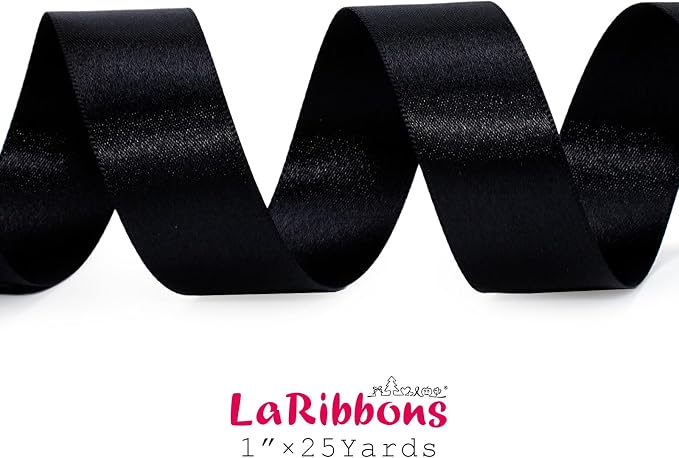 LaRibbons Black Satin Ribbon 1 Inch 50 Yards Luxury Double Faced Red Silk Ribbon - Image 5
