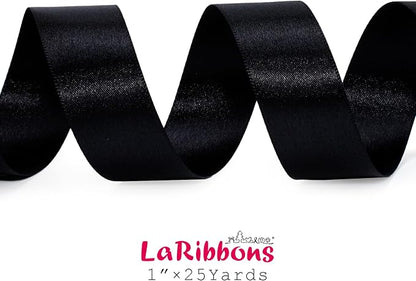 LaRibbons Black Satin Ribbon 1 Inch 50 Yards Luxury Double Faced Red Silk Ribbon - Image 5