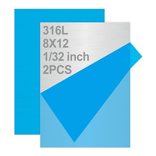 316L Stainless Steel Sheet 8x12x0.031 2 Pack, Brushed Metal Plates by Tellyouwin