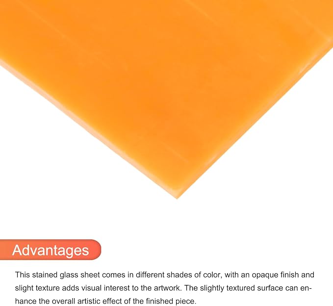 MECCANIXITY 2 Pcs Stained Glass Sheet Mosaic Tile 7.9 Inch x 5.9 Inch Orange - Image 4
