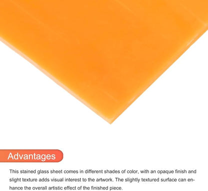 MECCANIXITY 2 Pcs Stained Glass Sheet Mosaic Tile 7.9 Inch x 5.9 Inch Orange - Image 4