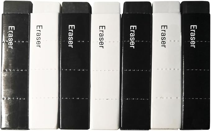 White and Black Erasers 7 Pack Pencil Erasers Cuboid Erasers - Image 2