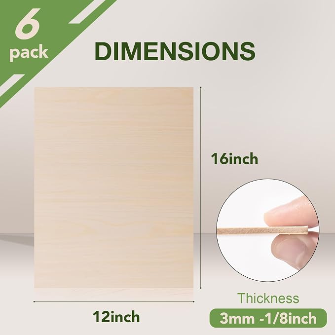 6 Pack Maple Plywood Sheets, 3mm Plywood - Image 2