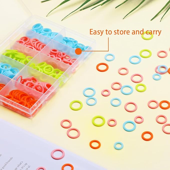 LUNARM 220 Pcs Knitting Stitch Marker, Random Colors O-Rings - Image 5