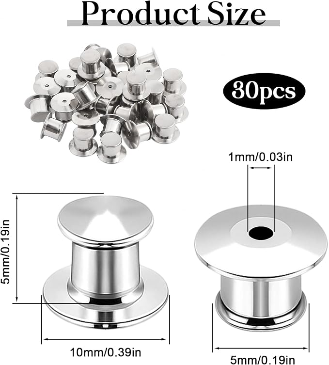 30 Pcs Pin Backs Locking, Metal Pin Backs Safety Pins Locks Pins Keepers Clasp - Image 2
