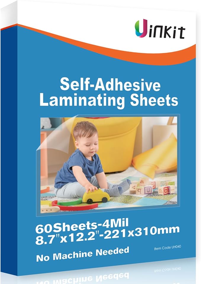 Uinkit 4Mil Thicker Single-Sided Self-Adhesive Laminating Sheets, Office & Home by UinkitPrintingMedia