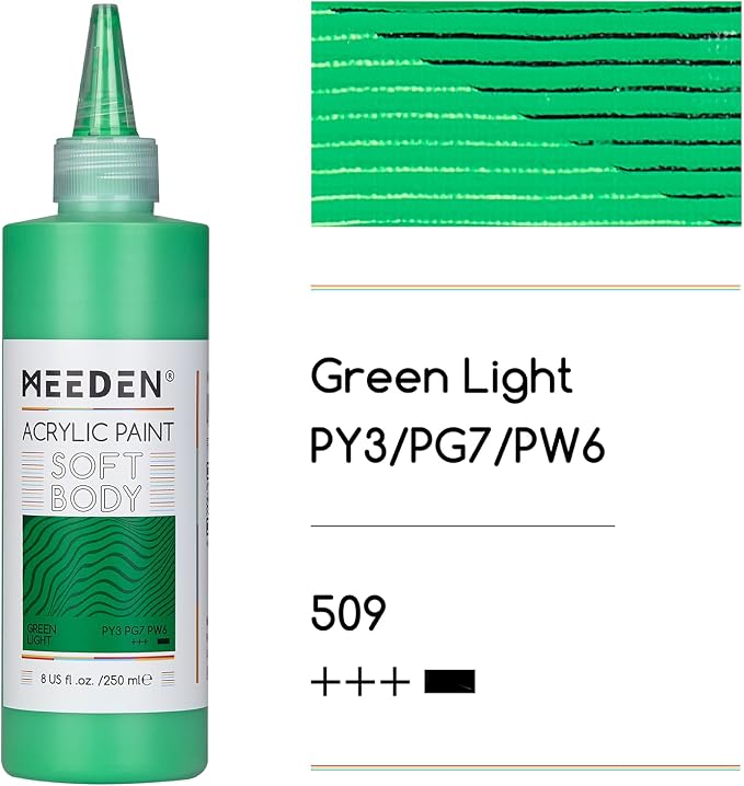 MEEDEN Green Light Acrylic Paint: Matte Finish 250ml/8.45oz Soft Body Bulk - Image 2