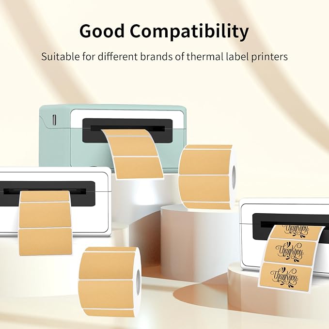 2x1 Inch BrownThermal Labels, Waterproof Brown Thermal Printer Stickers - Image 4
