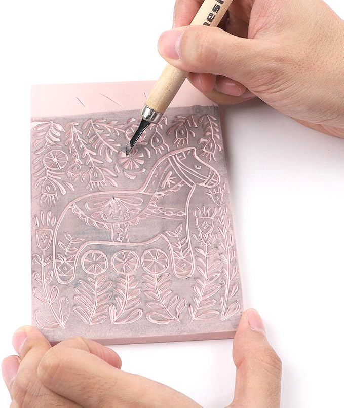 SGHUO 8pcs 4"x6" Rubber Carving Blocks, Soft Linoleum Block - Image 5