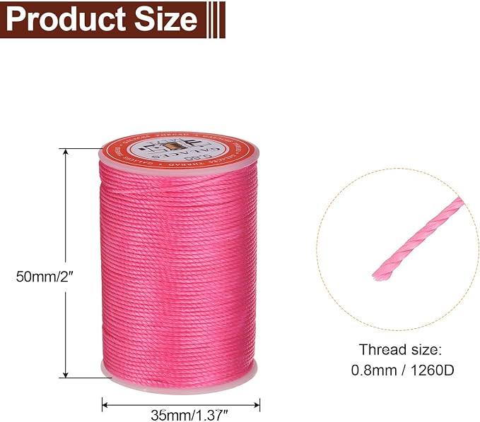 uxcell Round Leather Sewing Waxed Thread, 55m / 60 Yards Wax Polyester String - Image 2