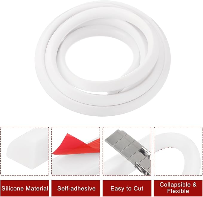 uxcell Flexible Molding Trim, 118 Inch Flexible Quarter Round Molding Silicone - Image 3