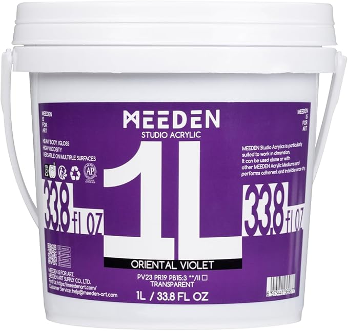 MEEDEN Oriental Violet Acrylic Paint: 1 L /33.8 oz Heavy Body Gloss Non-Toxic by MEEDEN