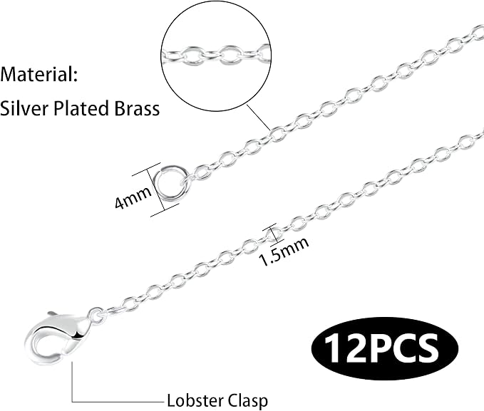Wholesale 12 PCS Silver Plated Solid Brass Flat Cable Chains Bulk - Image 5