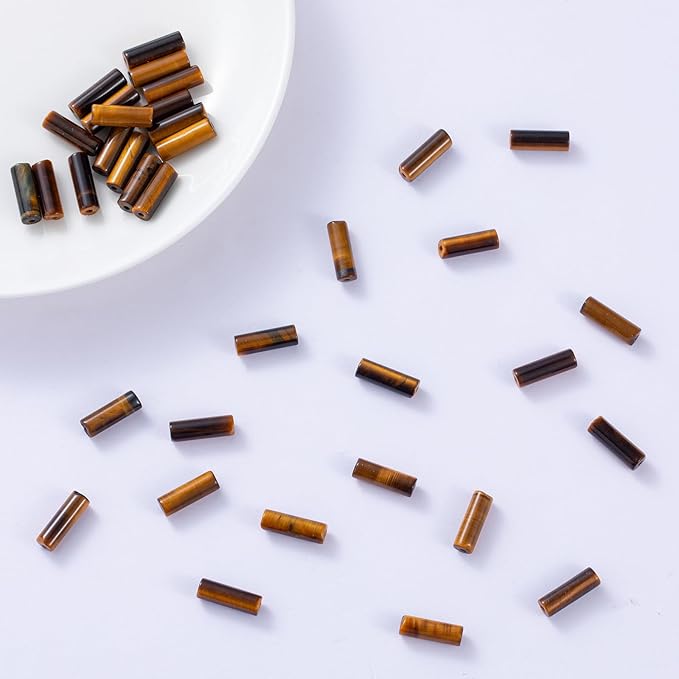 Natural Yellow Tiger Eye Cylinder Tube Beads 4x13mm 38cm/str Loose Semi - Image 4