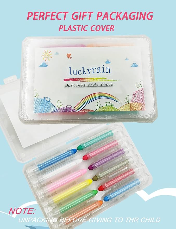 Non-toxic Dustless Chalk for Kids, Colored Sidewalk Chalk - Image 2