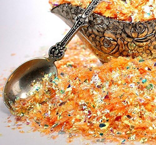 Golden Orange Iridescent Ice Flakes Glitter Flakes - Image 5