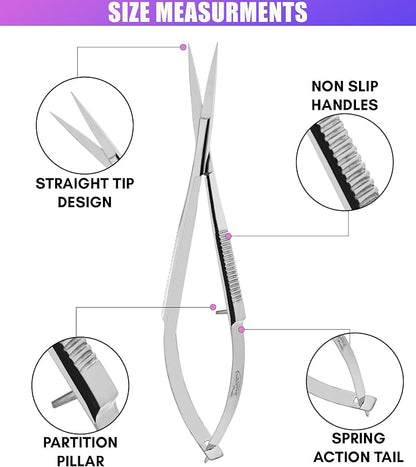Cross Edge Spring Scissors 5 Inch straight Stainless Steel Precision Eyebrow & - Image 6