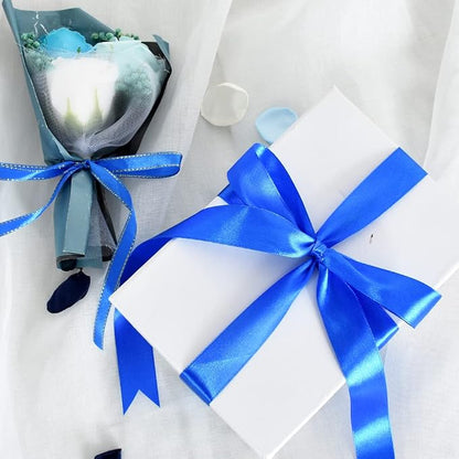 TONIFUL 1 Inch x 100yds Royal Blue Satin Ribbon, Thin Solid Color Satin Ribbon - Image 4