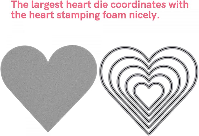 BAOFALI 9 Pcs Heart Cut Stamping Foam Grey Moldable Foam Stamps Plastic Dry - Image 3