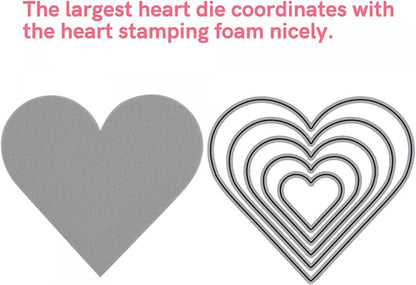 BAOFALI 9 Pcs Heart Cut Stamping Foam Grey Moldable Foam Stamps Plastic Dry - Image 3