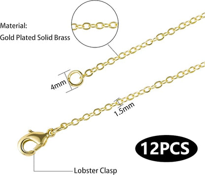 Wholesale 12 PCS Gold Plated Brass Flat Cable Chain Finished Necklace Chains - Image 4