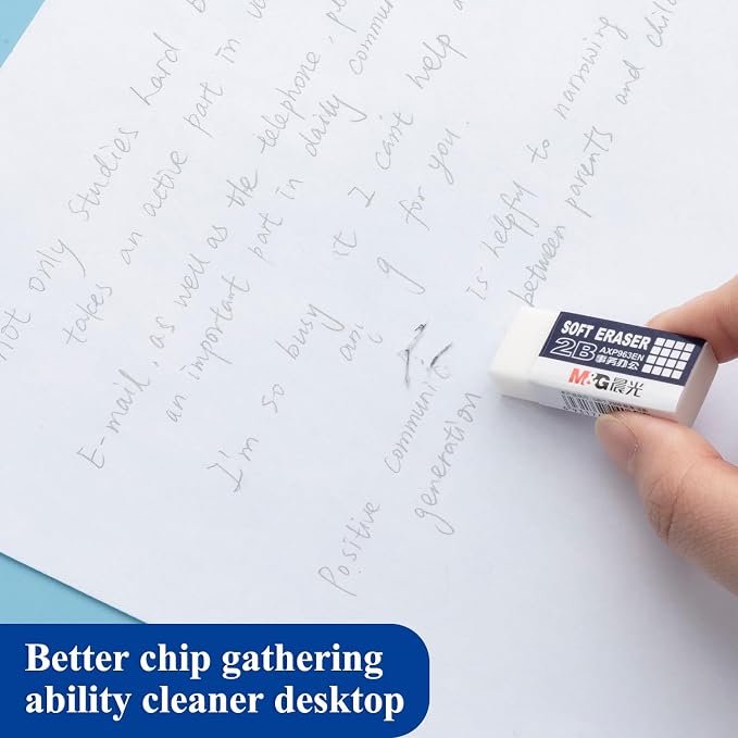 M&G 24 Pack Erasers Pencil Erasers, 2B White Rubber Eraser Rectangular Bulk - Image 5