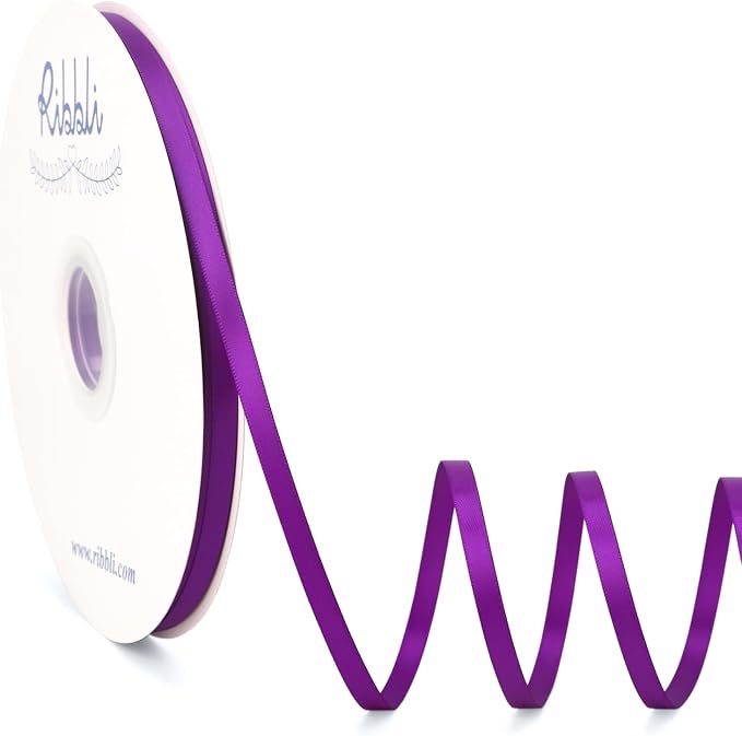 Ribbli Purple Satin Ribbon Double Faced Satin 1/4 Inch x Continuous 100 by Ribbli