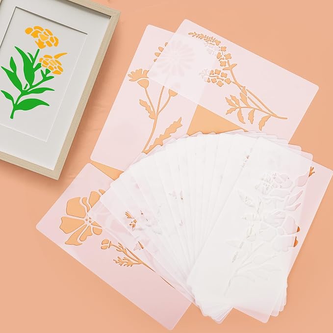 Flower Stencils for Painting Reusable 42PCS Wall Stencil for Crafts Leaf - Image 6