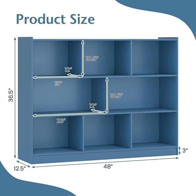 Giantex 8 Cube Bookcase, Freestanding 3-Tier Open Bookshelf, Modern Storage - Image 3