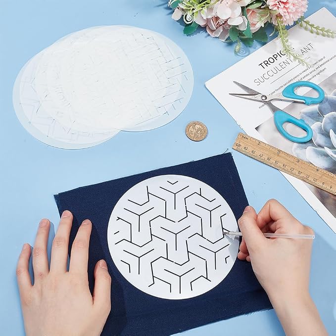 FREEBLOSS 12Pcs Sashiko Stencils Sashiko PET Template Drawing Line Template - Image 6