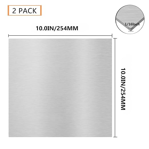 2Pack 6061 T651 Aluminum Sheet Metal 10 x 10 x 1/16 Inch Plain Thin Aluminum - Image 2